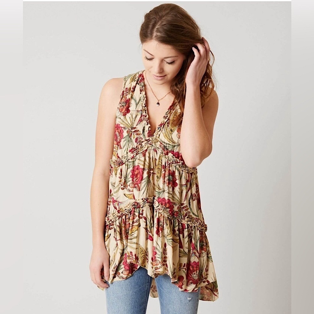 Free People Haze Tank Top with Hummingbirds size small